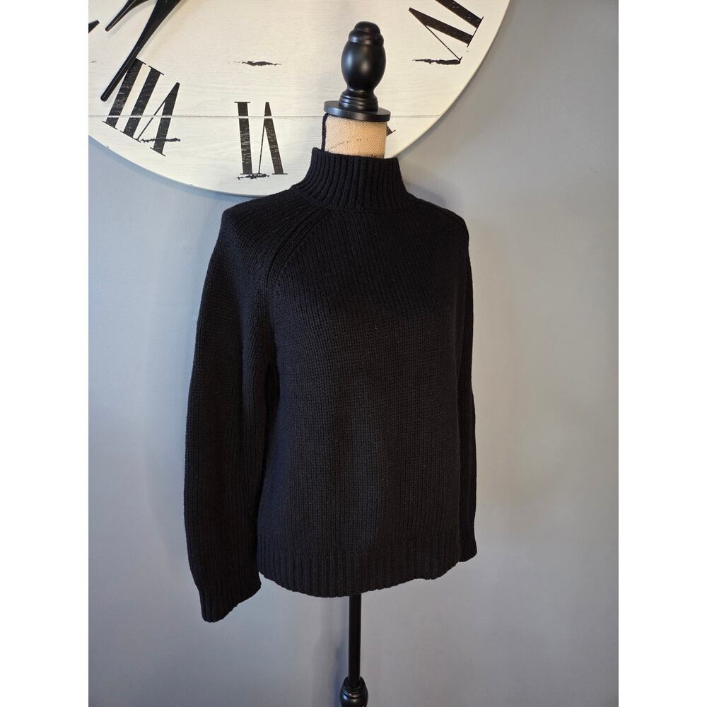 Akris Punto wool cashmere knit mock neck zip chunky black sweater 10